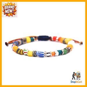 Adjustable Braided Beaded Charm Bracelet Boho Waterproof Fair Trade Handmade